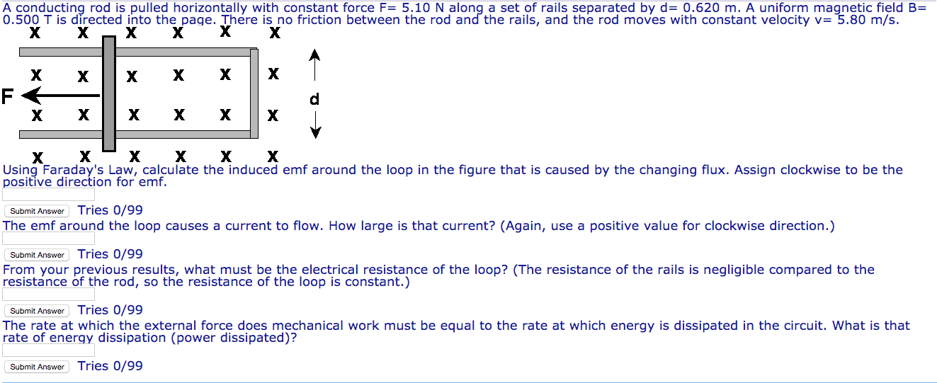 Solved A Conducting Rod Is Pulled Horizontally With Const Chegg Com