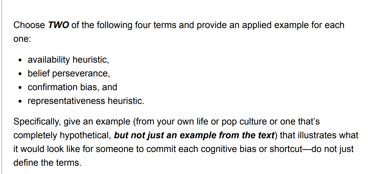 Solved Choose TWO of the following four terms and provide an | Chegg.com