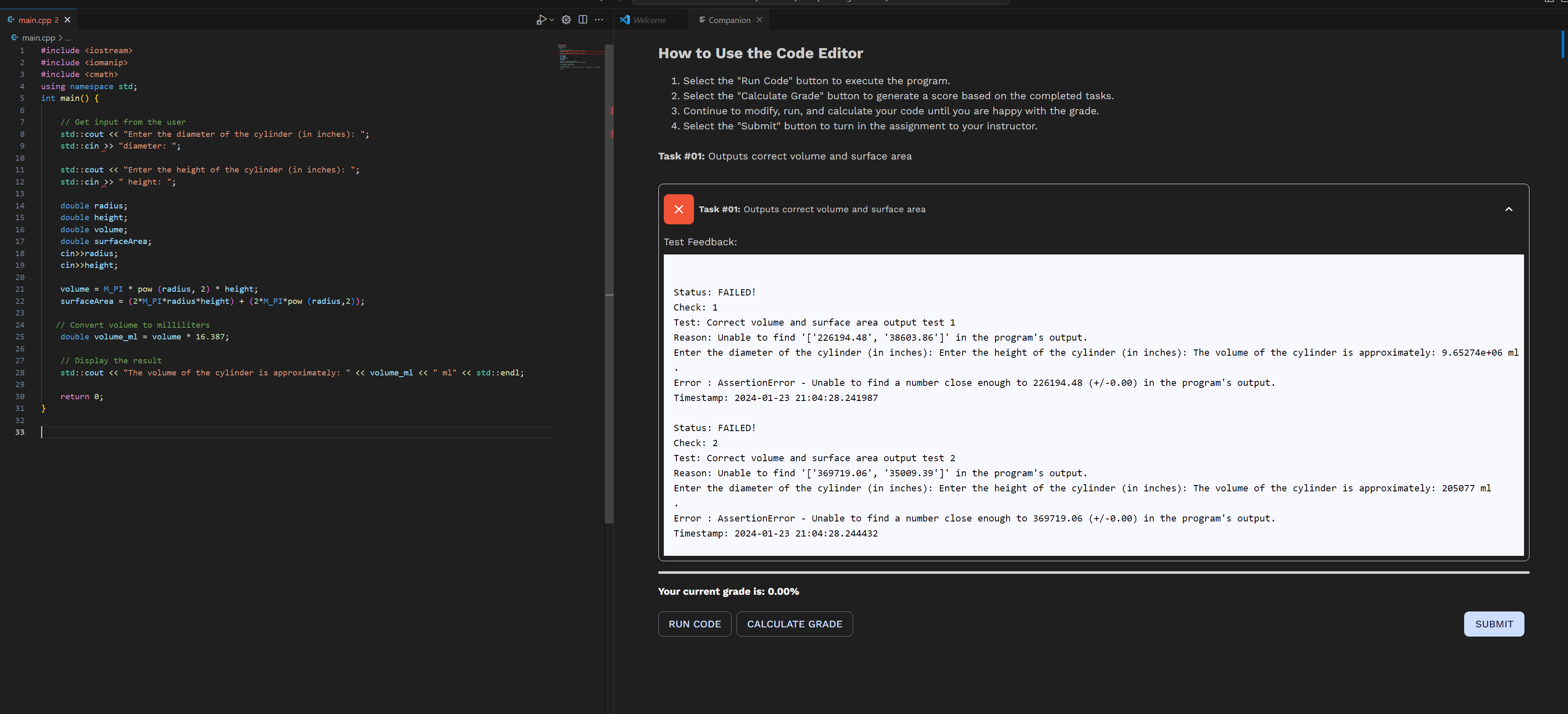 C++ ﻿How to Use the Code EditorSelect the 