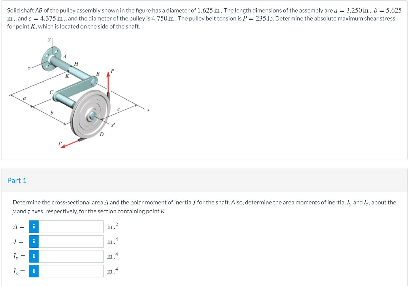 Solved Solid shaft AB of the pulley assembly shown in the | Chegg.com