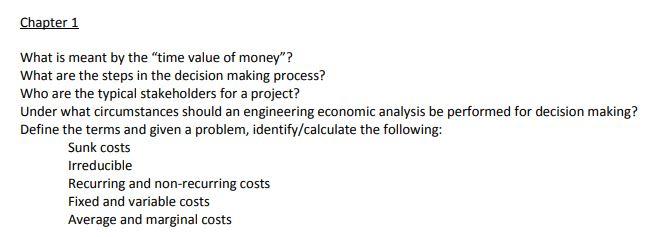 Solved Chapter 1 What is meant by the time value of money"? | Chegg.com