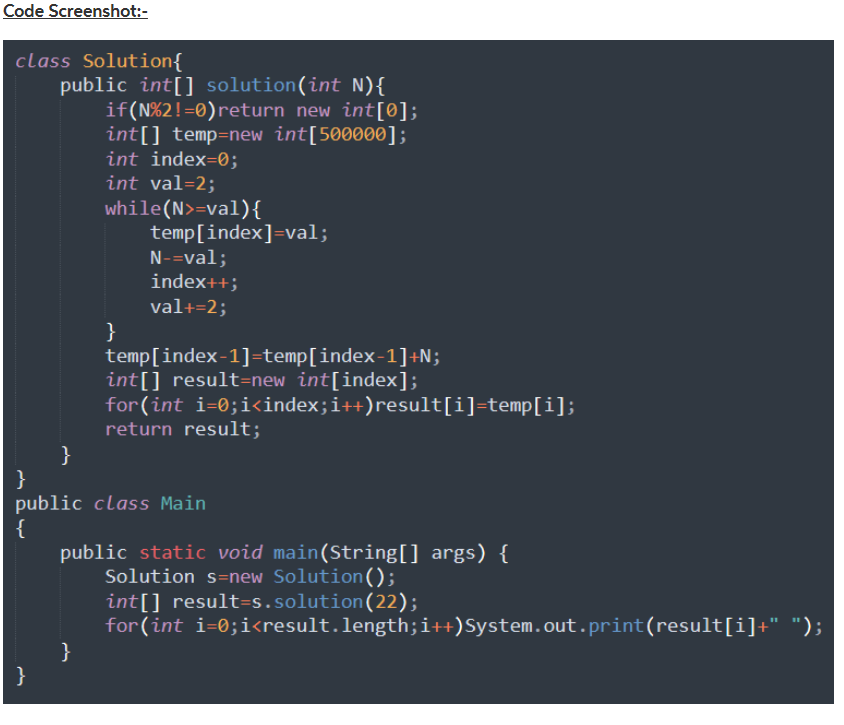 Solved Code Screenshot:- class Solution{ public int[] | Chegg.com