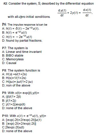 Solved 2 Consider The System S Described By The Diffe Chegg Com