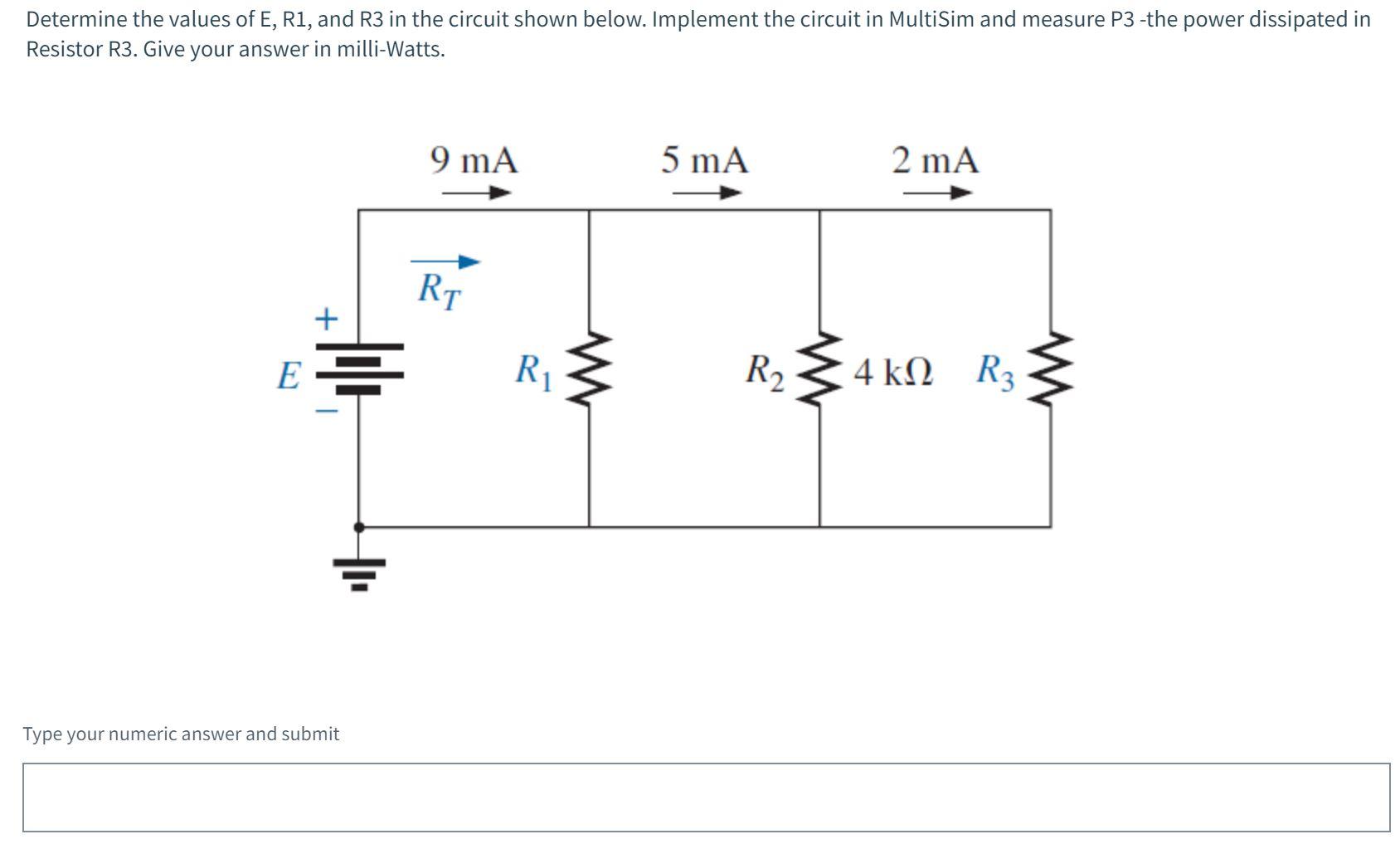 Solved Determine the values of E, R1, and R3 in the circuit | Chegg.com
