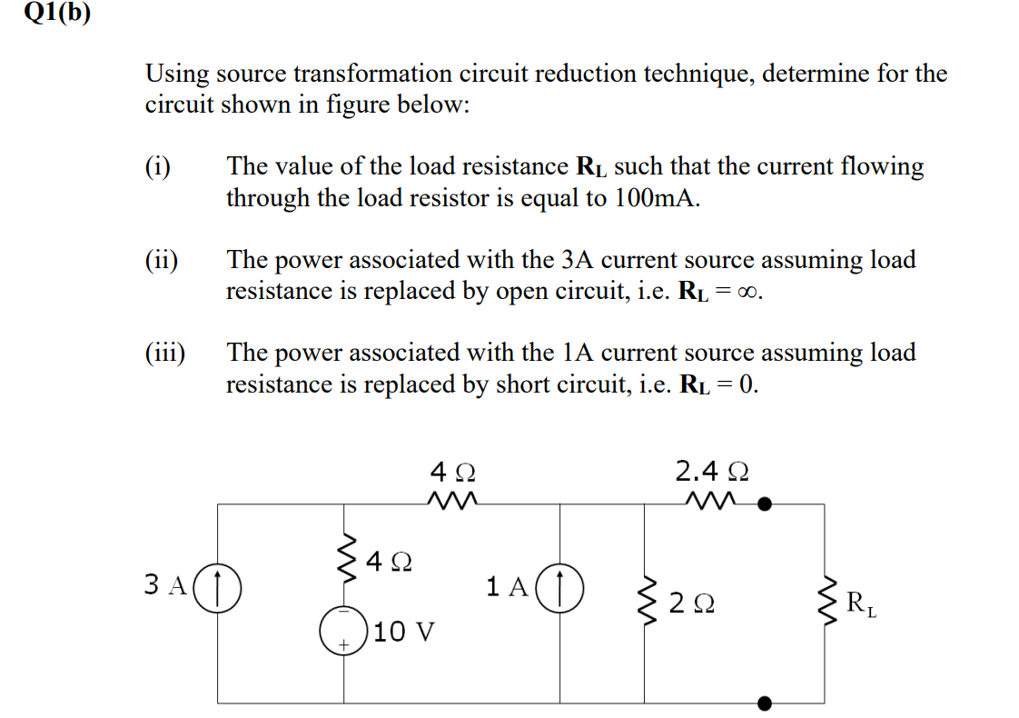 Solved Q1(b)Using source transformation circuit reduction | Chegg.com