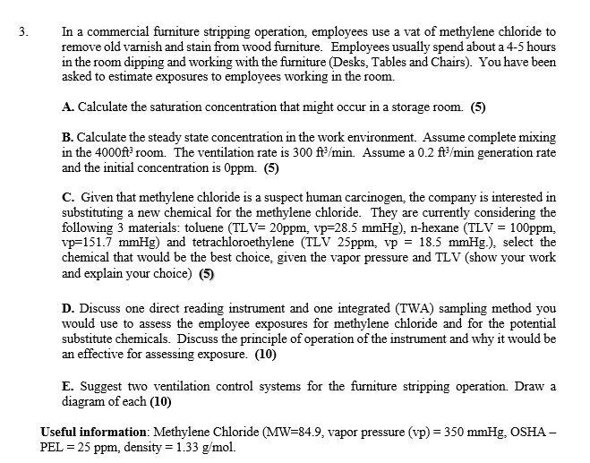 3. In a commercial furniture stripping operation,