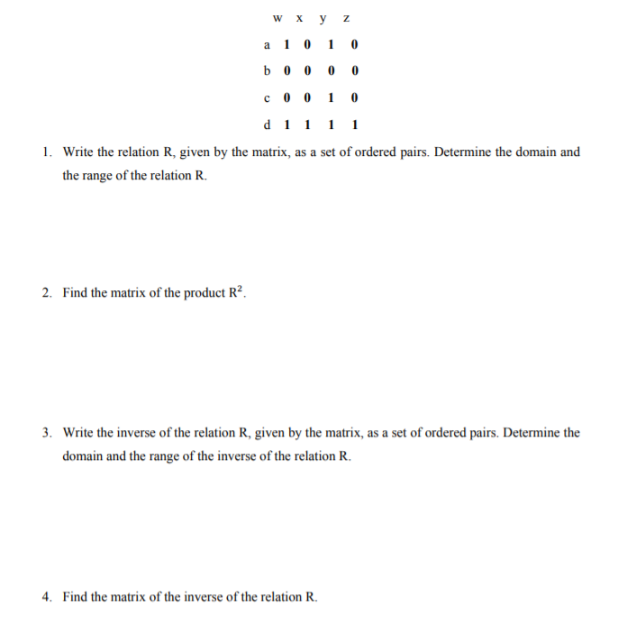 Solved w x y z a 1 0 1 0 b 0 0 0 0 c0 0 1 0 di 1 1 1 1. | Chegg.com