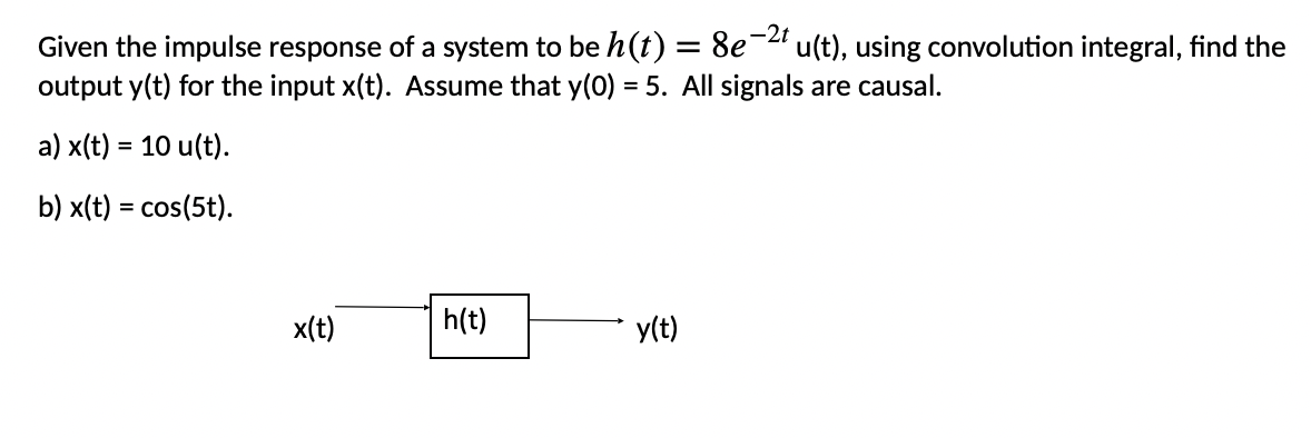 Solved = = Given the impulse response of a system to be h(t) | Chegg.com