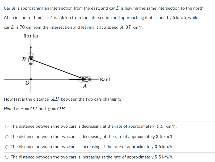 Solved Car A is approaching an intersection from the east, | Chegg.com