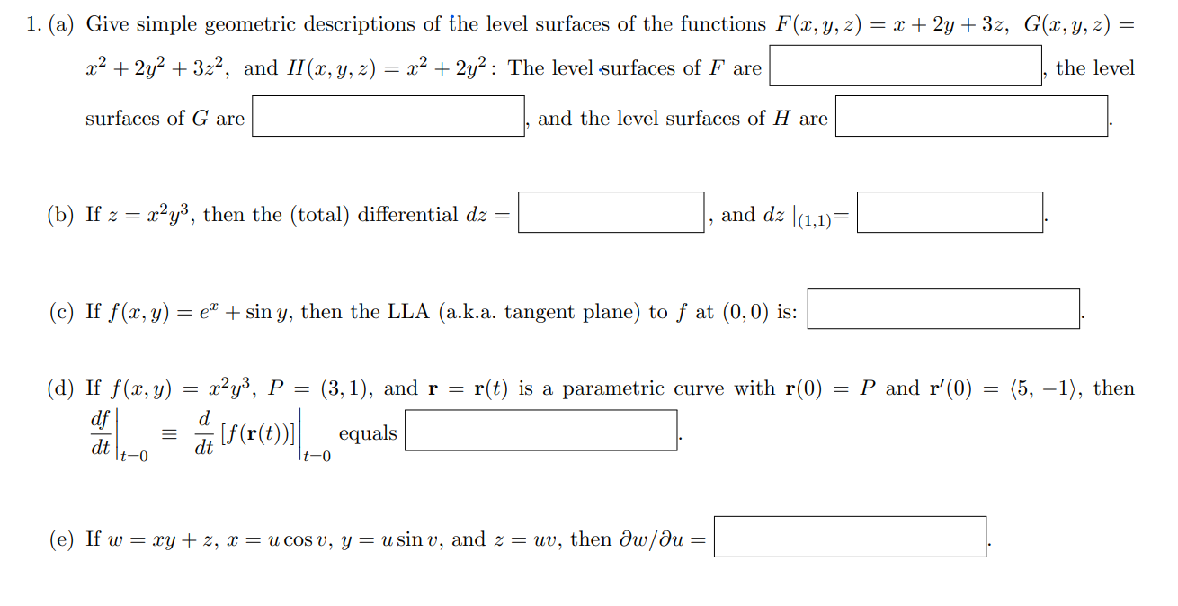 Solved 1 A Give Simple Geometric Descriptions Of The L Chegg Com