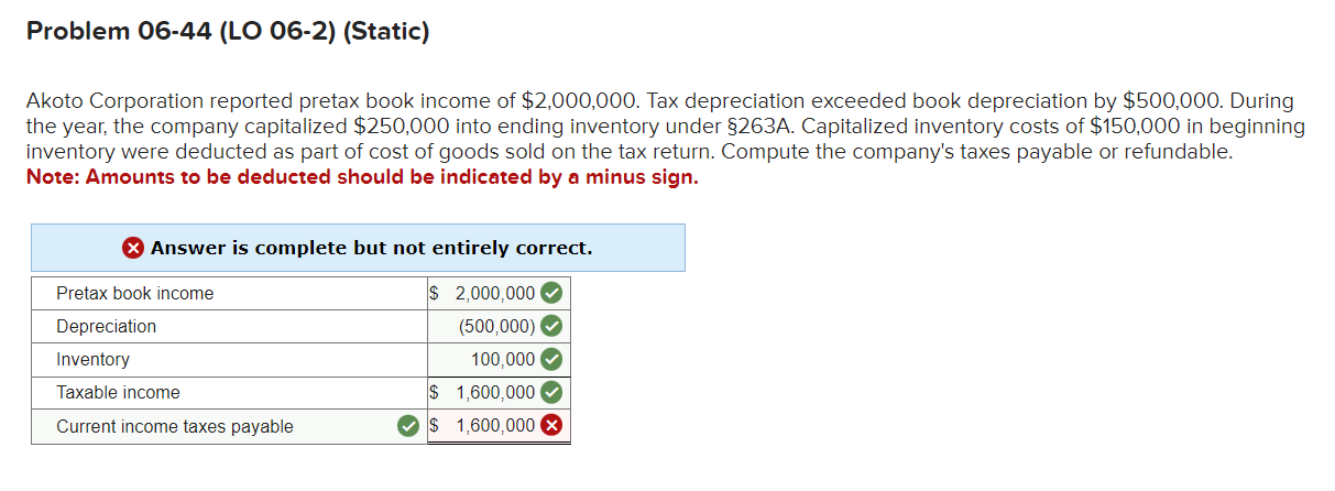 solved-akoto-corporation-reported-pretax-book-income-of-chegg