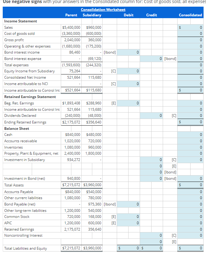 Consolidation Worksheet For Gain On Constructive 