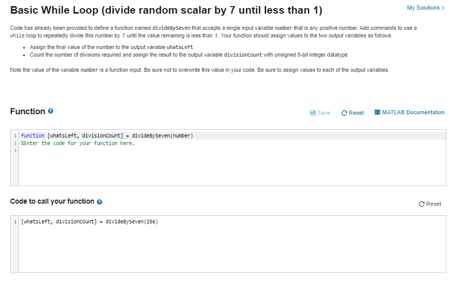 Solved Basic While Loop (divide random scalar by 7 until | Chegg.com