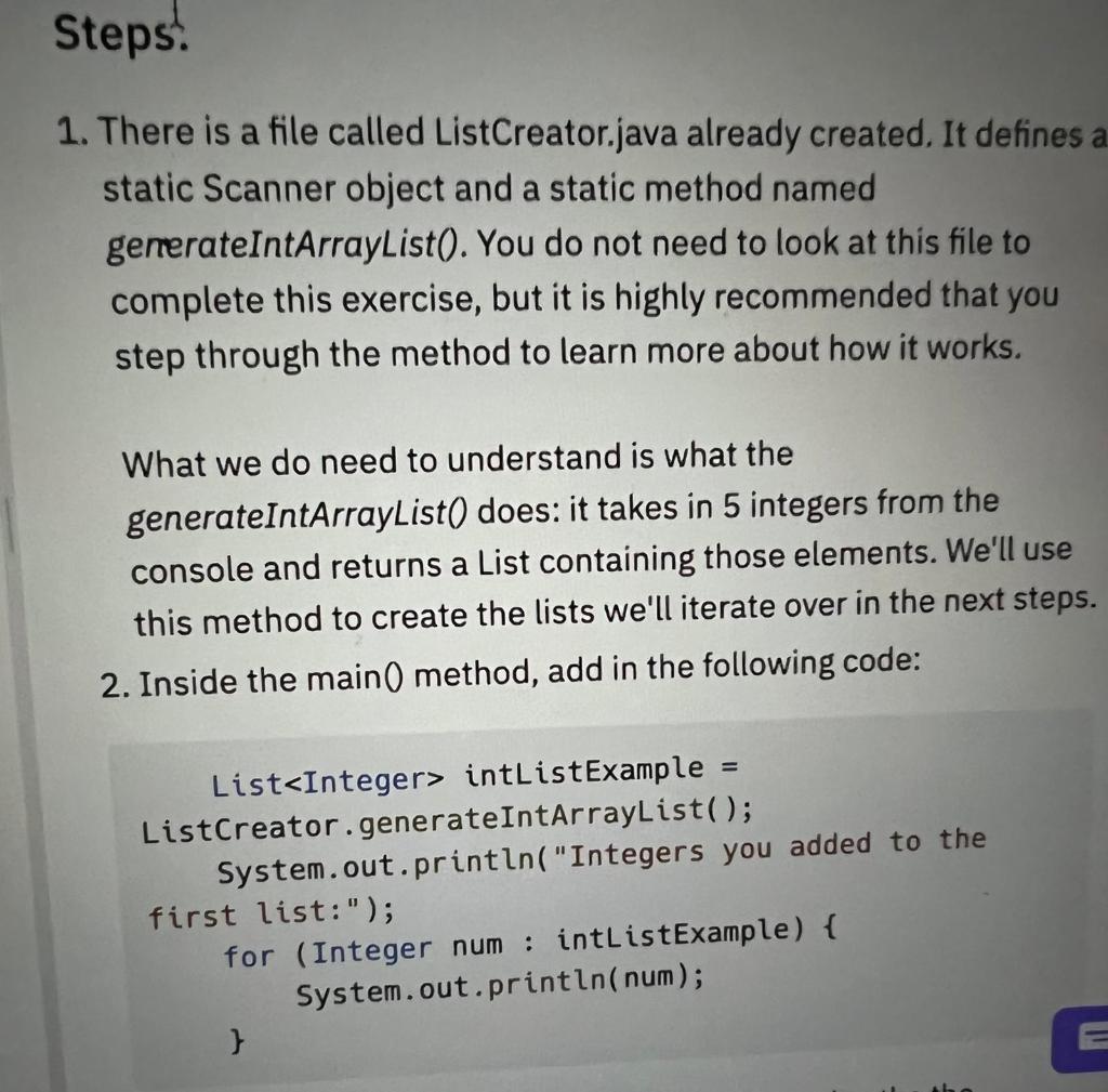 Solved There is a file called ListCreator.java already | Chegg.com