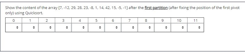 Solved Show the content of the array [7.-12, 29, 28, 23, -8, | Chegg.com