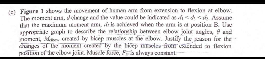 Solved (c) Figure 1 shows the movement of human arm from | Chegg.com