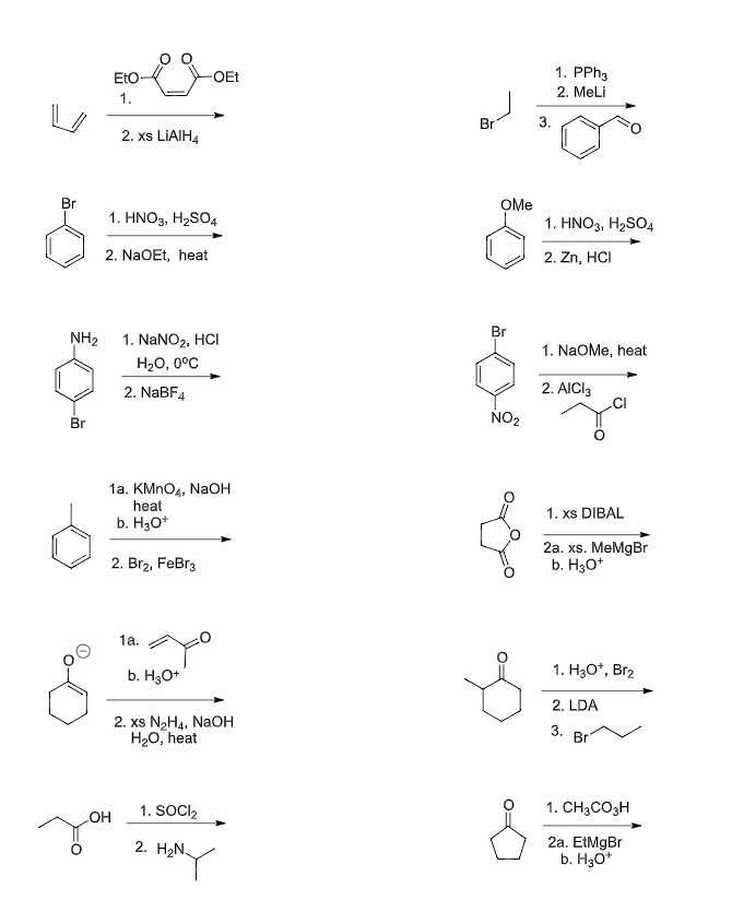 Solved 1. PPh3 2. MeLi OEt Eto 2. xs LiAlH4 OMe 1. HNO3, | Chegg.com