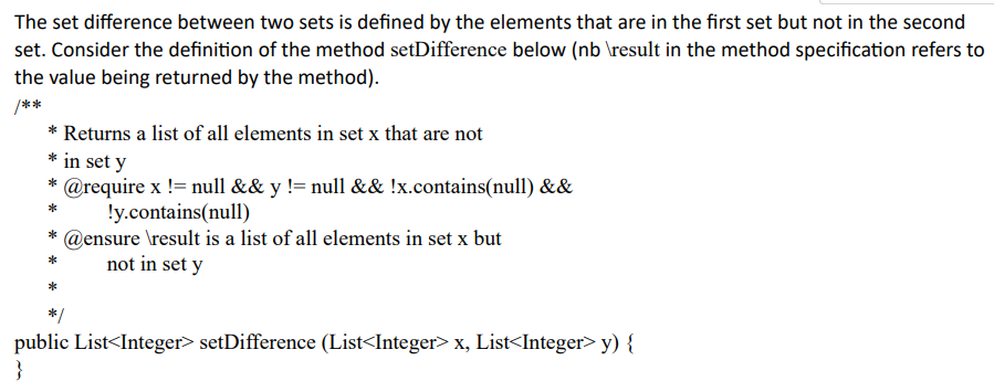 Solved The set difference between two sets is defined by the | Chegg.com