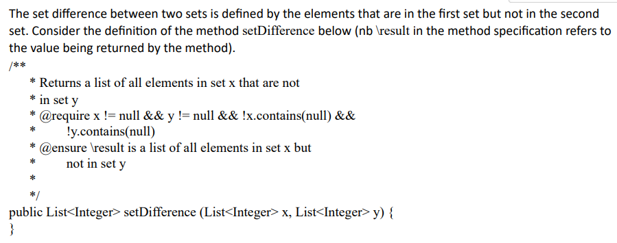 Solved The set difference between two sets is defined by the | Chegg ...