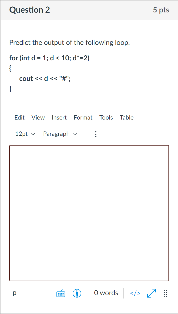 Solved Question 1 5 Pts Predict The Output Of The Following | Chegg.com