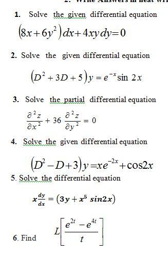 Solved 1. Solve the given differential equation (8x+6y²) dx+ | Chegg.com