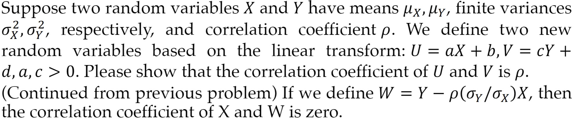 Solved Suppose two random variables X and Y have means Mx, | Chegg.com