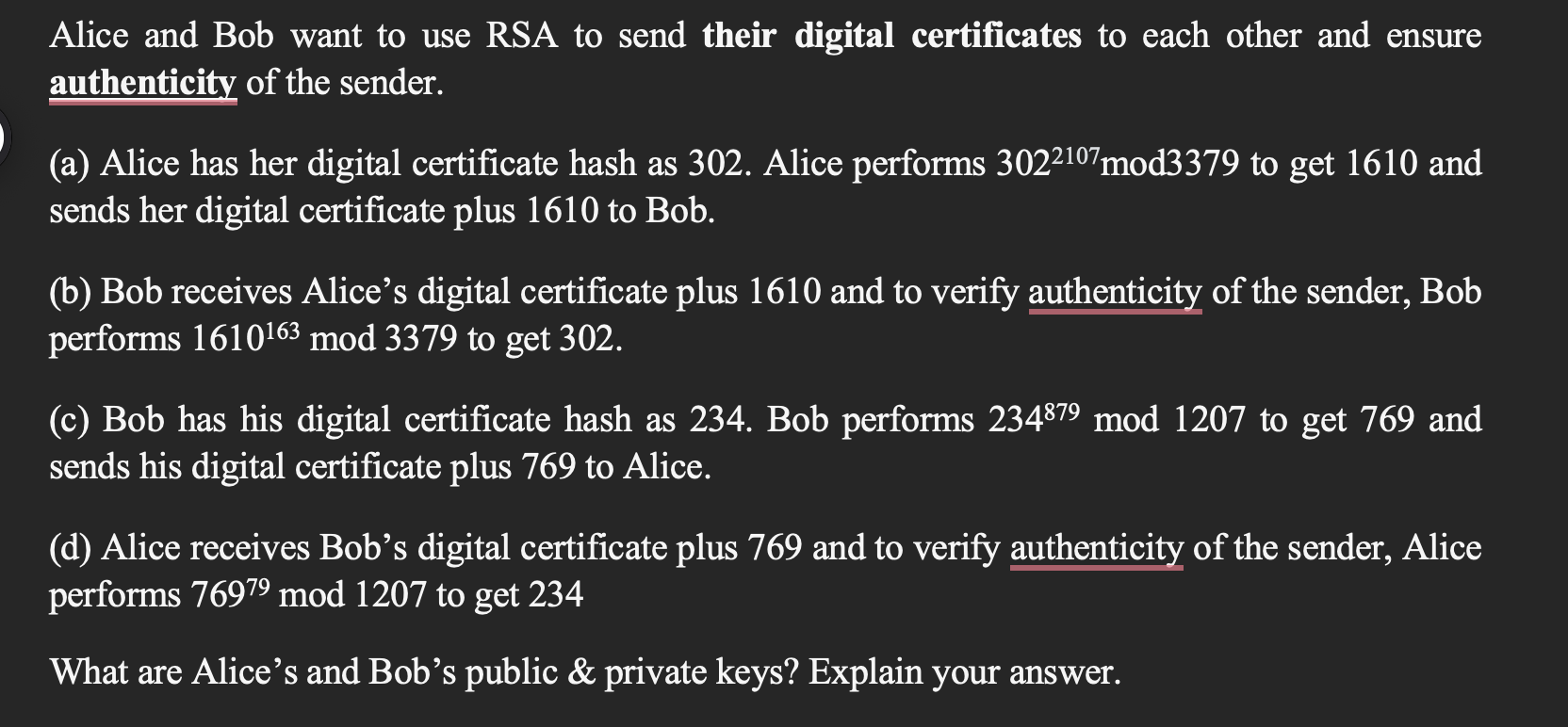 Solved Alice And Bob Want To Use Rsa To Send Their Digital Chegg Com