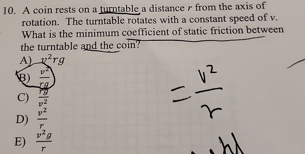 Solved 10. A Coin Rests On A Turntable A Distance R From The | Chegg.com