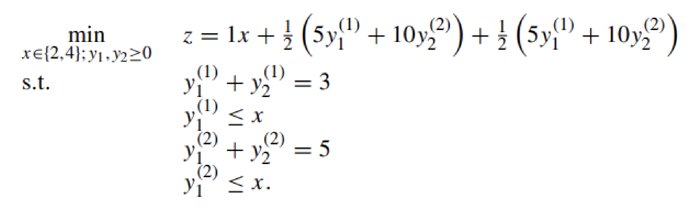 Solved minx∈{2,4};y1,y2≥0 s.t. | Chegg.com