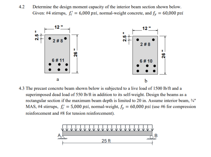 Solved 4.2 Determine the design moment capacity of the | Chegg.com