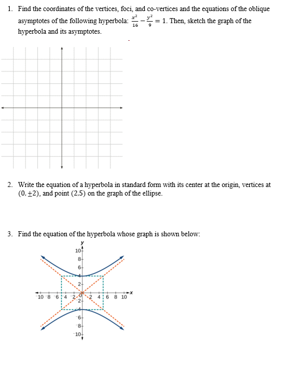 Solved Y 1 Find The Coordinates Of The Vertices Foci And Chegg Com