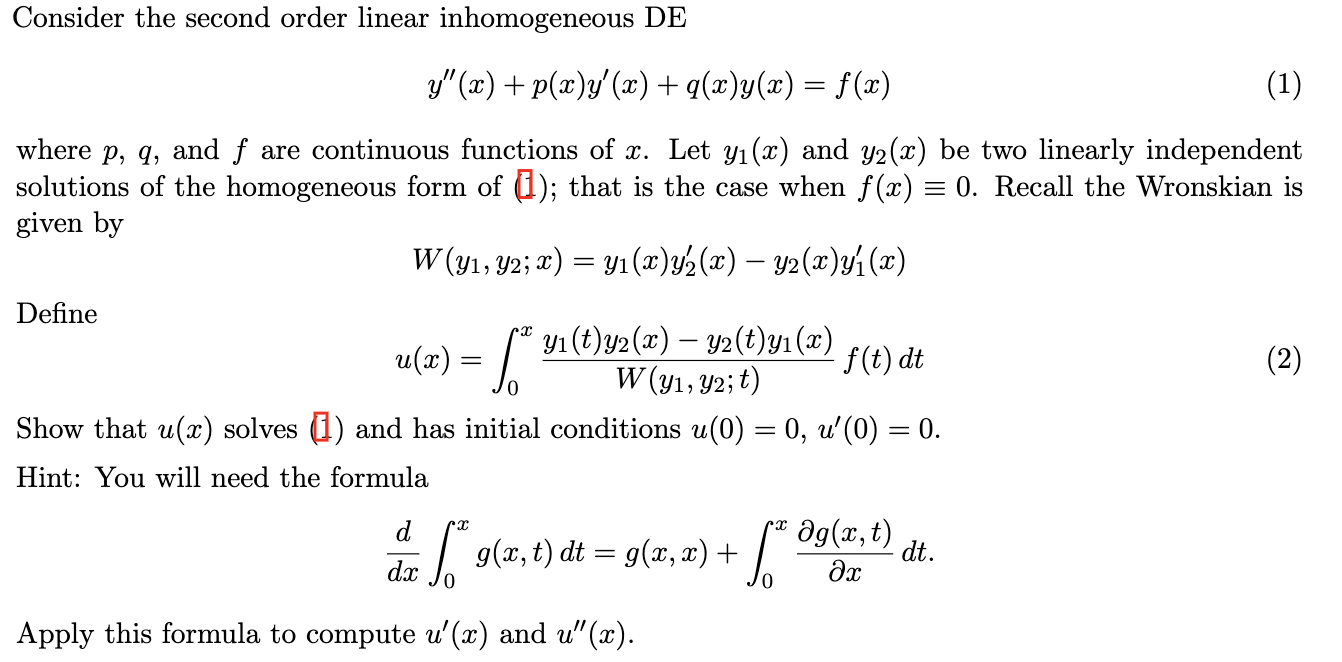 Solved Consider The Second Order Linear Inhomogeneous De Chegg Com