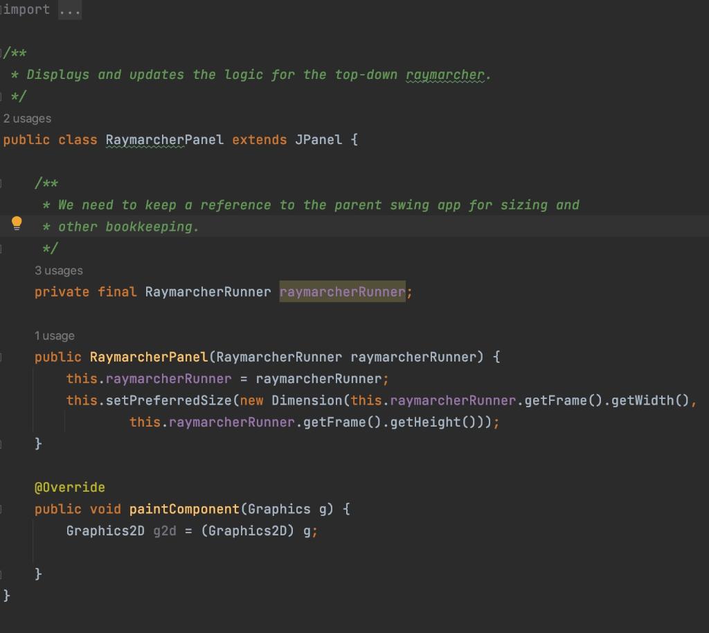 Solved Given this java starter code: RAYMARCHERPANEL | Chegg.com