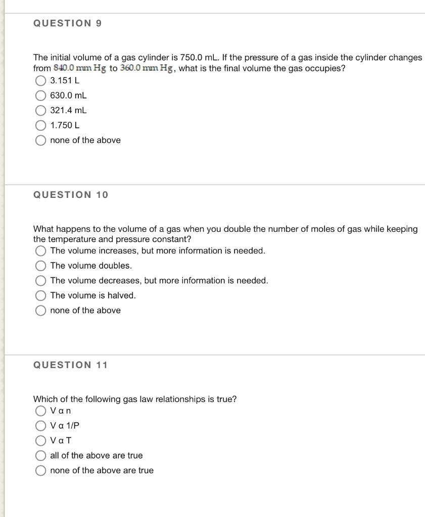 Solved The initial volume of a gas cylinder is 750.0 mL. If | Chegg.com