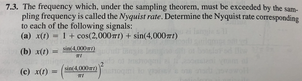 Solved 7.3. The frequency which, under the sampling theorem, | Chegg.com