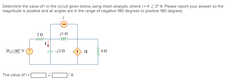 Solved Determine the value of I in the circuit given below | Chegg.com