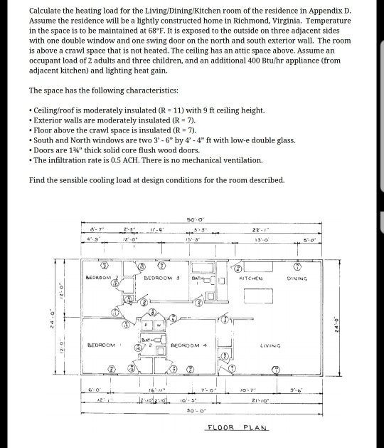 Calculate The Heating Load For The Living Dining K