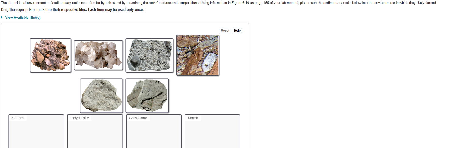 Solved The depositional environments of sedimentary rocks | Chegg.com