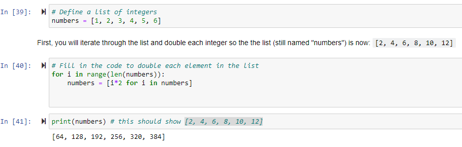 Solved 39]: ㅅ \# Define a list of integers numbers | Chegg.com