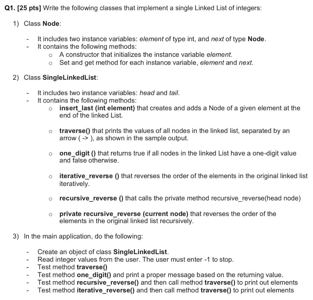 Solved Q1. [25 pts] Write the following classes that | Chegg.com