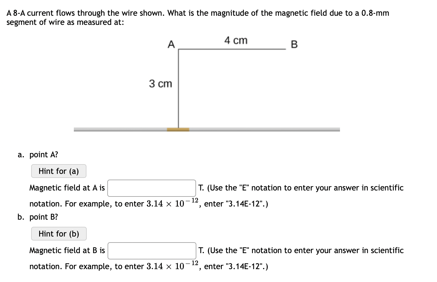 Solved A 8-A current flows through the wire shown. What is | Chegg.com