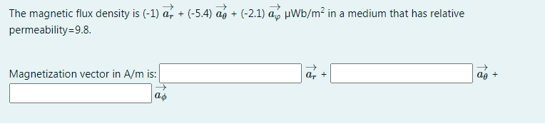 Solved The magnetic flux density is (-1) a + (-5.4) āø + | Chegg.com