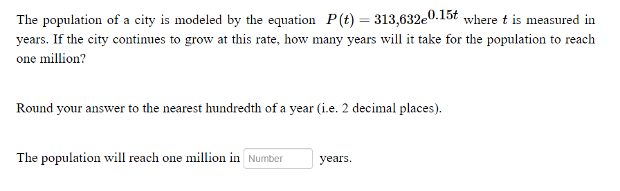 Solved The Population Of A City Is Modeled By The Equation