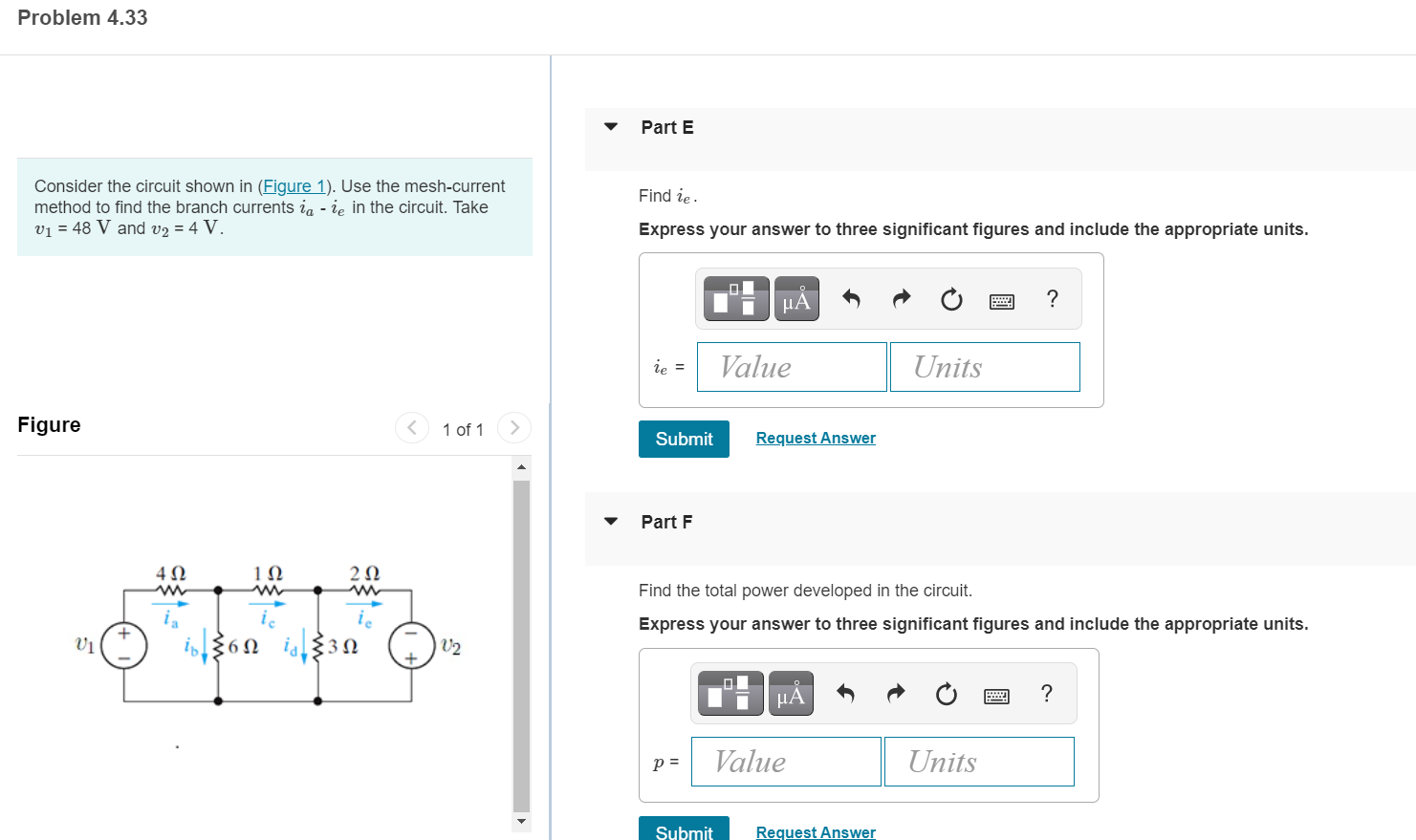 Solved Part A Consider the circuit shown in (Figure 1). Use | Chegg.com