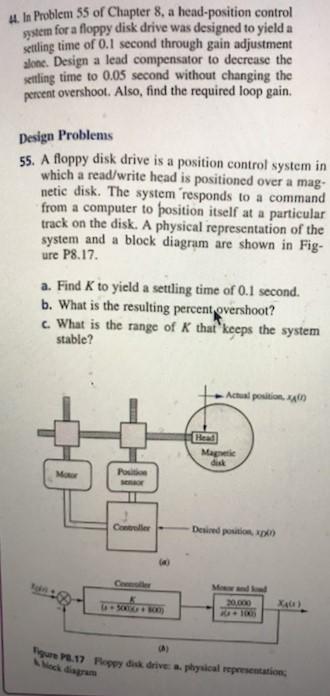 Solved A floppy disk drive is in a position control system | Chegg.com