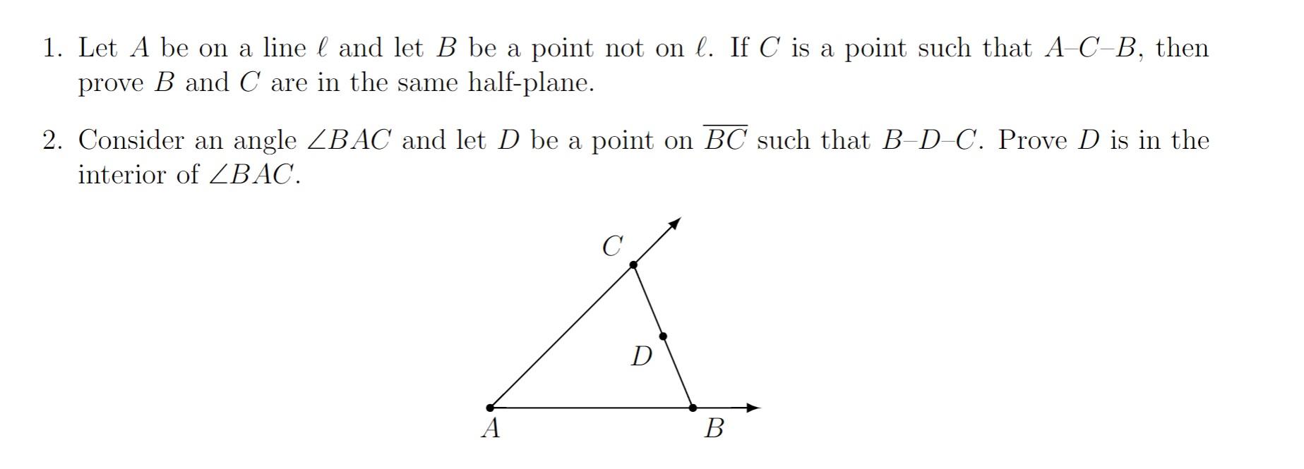 Solved 1. Let A Be On A Line ℓ And Let B Be A Point Not On | Chegg.com