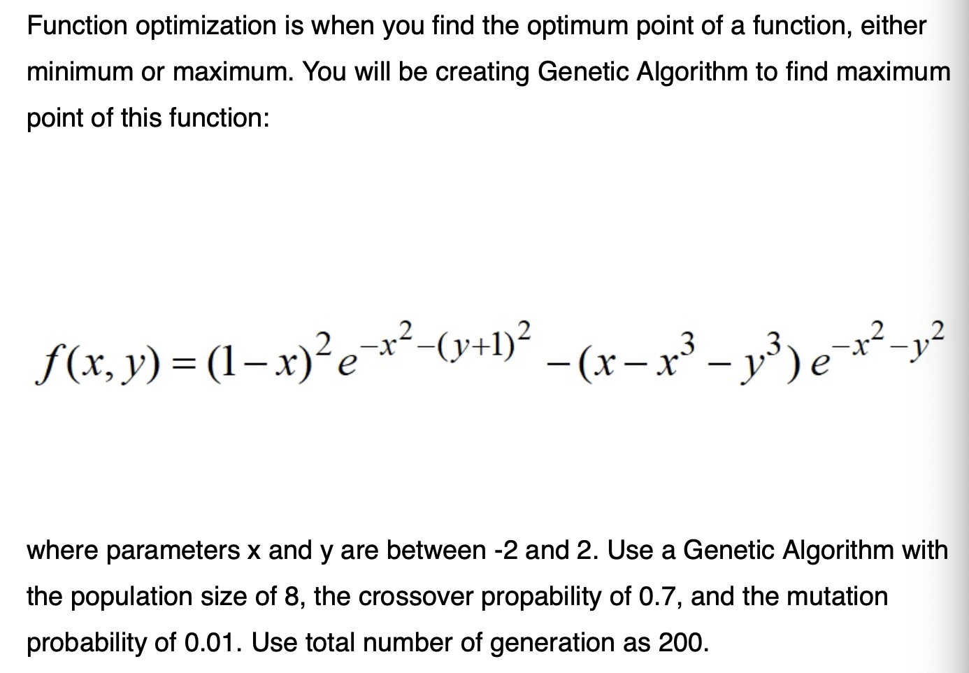 Solved Function optimization is when you find the optimum | Chegg.com