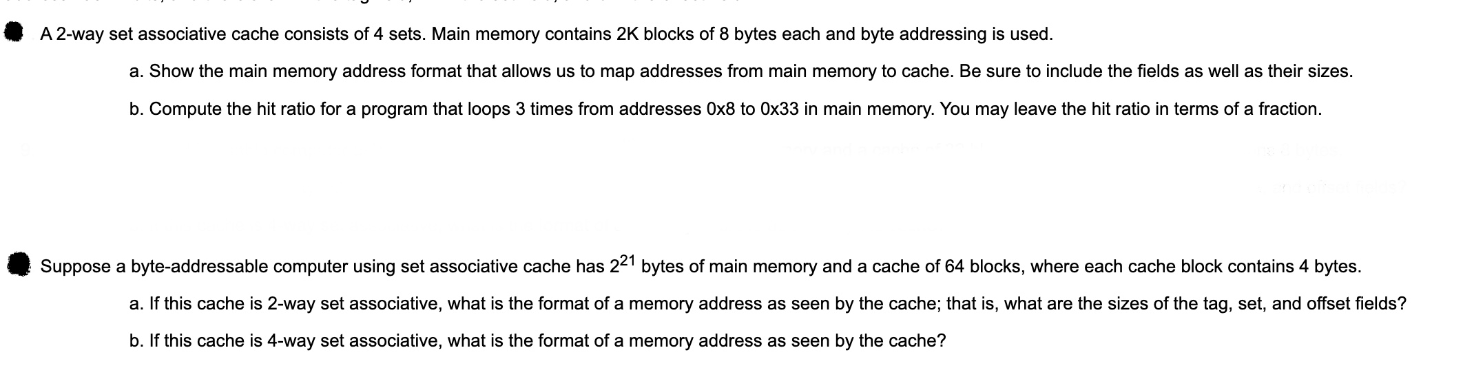 Solved Both black bullets PLSSuppose a byte-addressable | Chegg.com