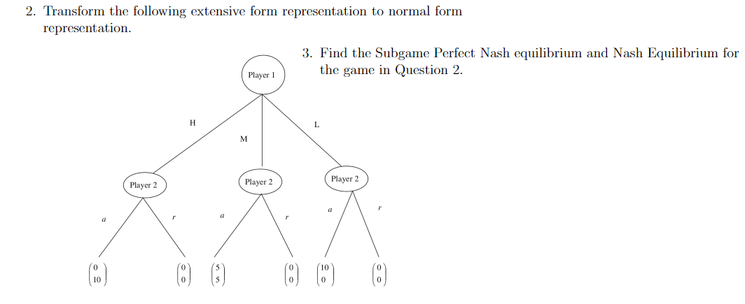 Solved 2. Transform the following extensive form | Chegg.com