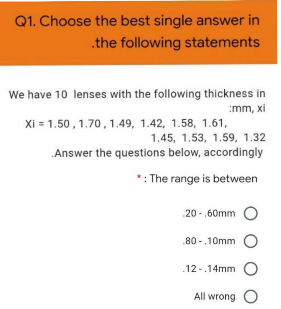 Solved Q1. Choose the best single answer in .the following | Chegg.com
